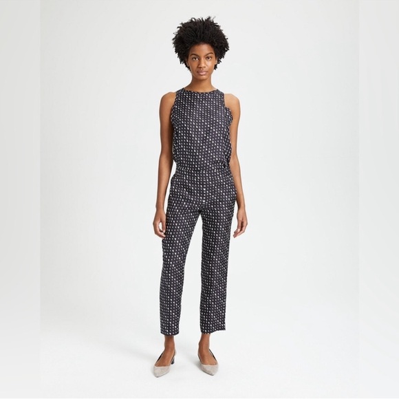 THEORY Silk Triangle Print Pull-On Trouser in Black & White - 2 - Picture 5 of 13